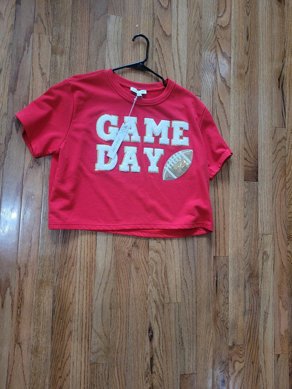 She + Sky Red "Game Day" Cropped Tee